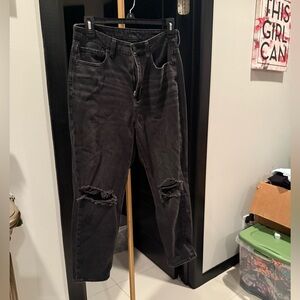 American Eagle Outfitters Black Relaxed Distressed Jeans